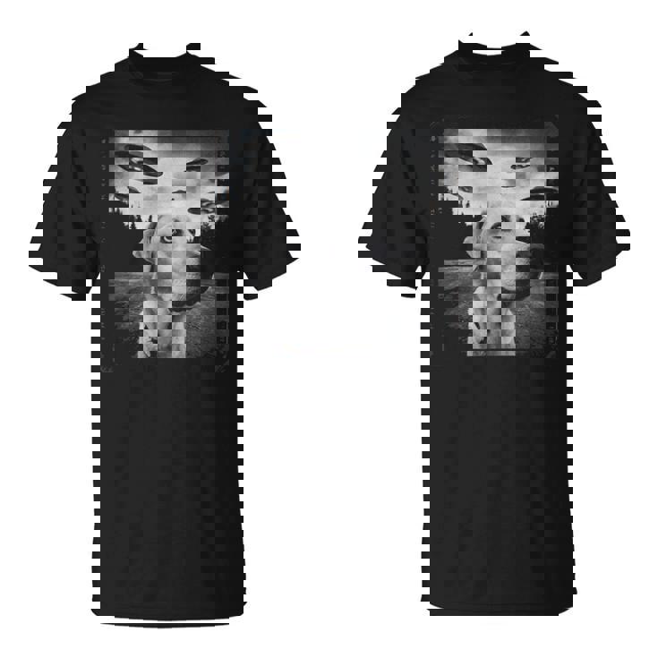 Ufo 遭遇 黄色 実験犬 自撮り 写真 エイリアンの侵略 Tシャツ