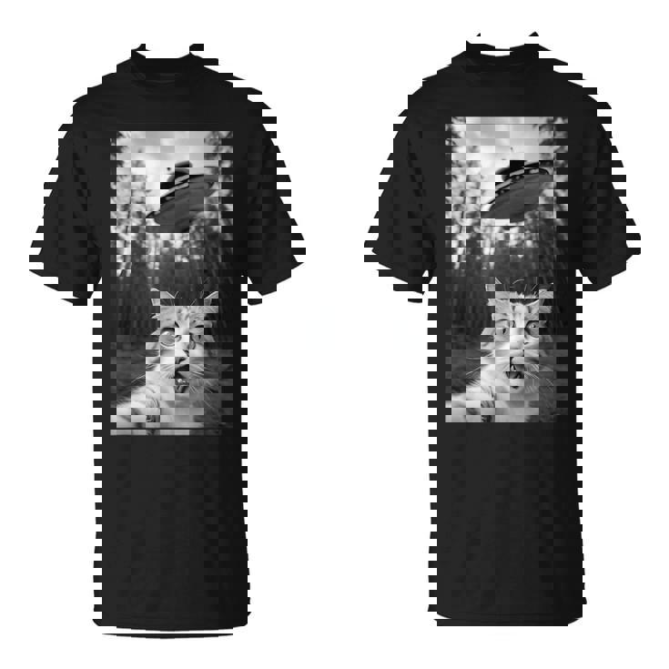 Ufoエイリアンと面白い猫の自撮り。 Tシャツ