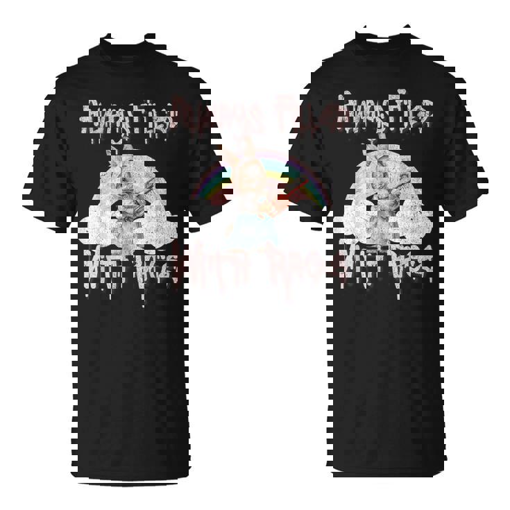 Vintage Chainsaw Bunny Rage Horror Movie Graphic Tシャツ