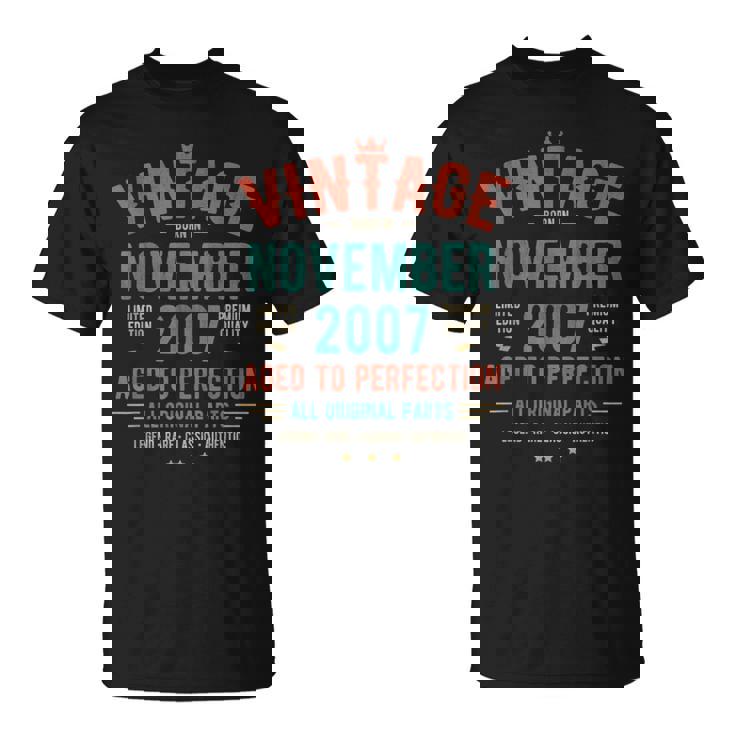 Vintage Clasico Noviembre 2007 Nacido En 2007 Camiseta unisex