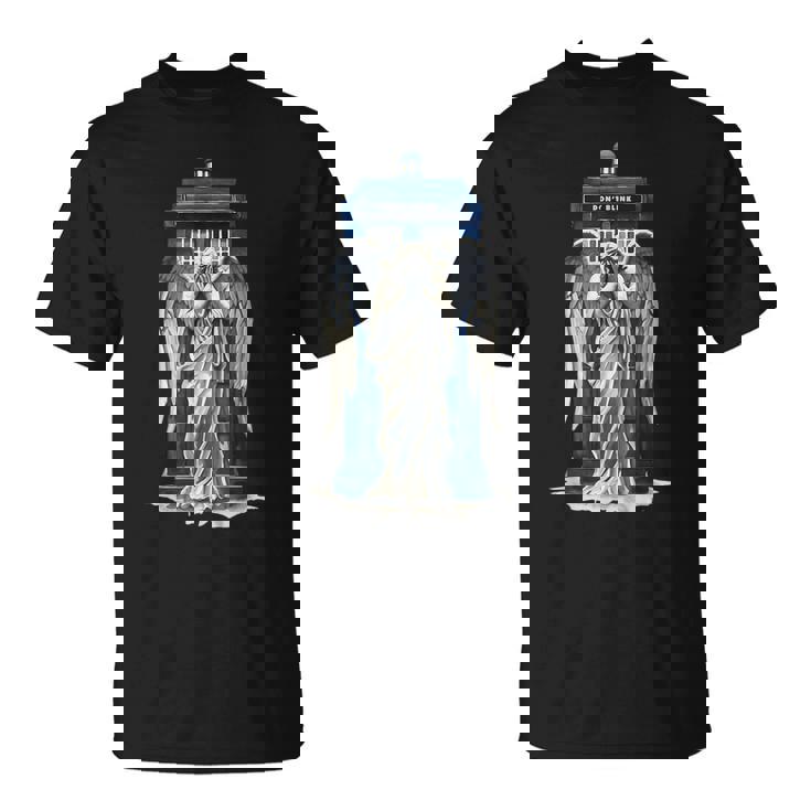 Weeping Angel With Blue Police Box 1 Fan Fun T-Shirt