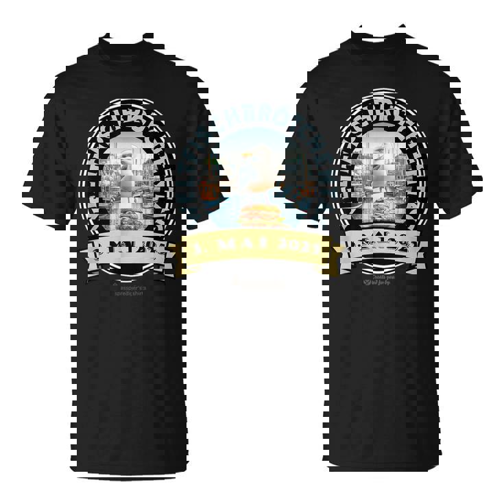 Weltfischbrötchentag 2025 Möwe Fischbrötchen Hafenbecken T-Shirt