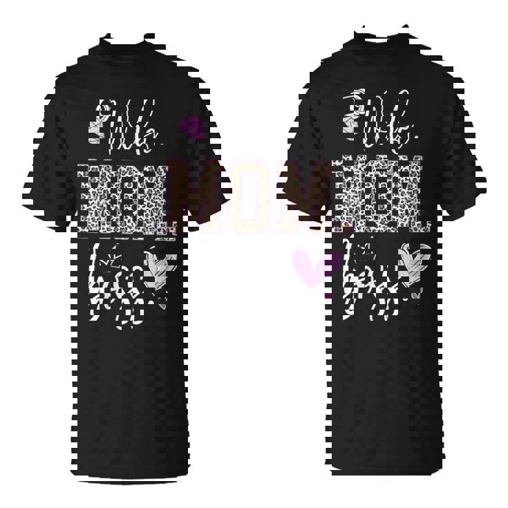 Wife Mom Boss For Mother's Day Leopard Mama Mommy T-Shirt