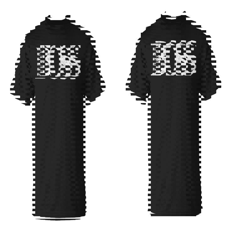 「The Real Boss」メンズ&レディース アンティーク調グラフィックtシャツ Tシャツ