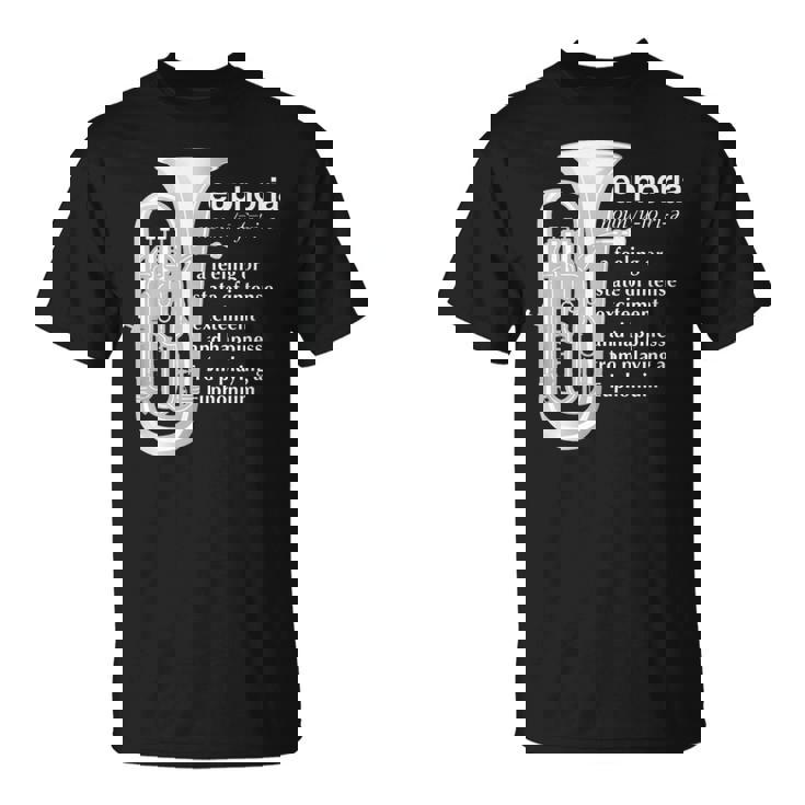 「Euphoria」吹奏楽のためのユーフォニアムユーモア 面白いユーフォニアム Tシャツ