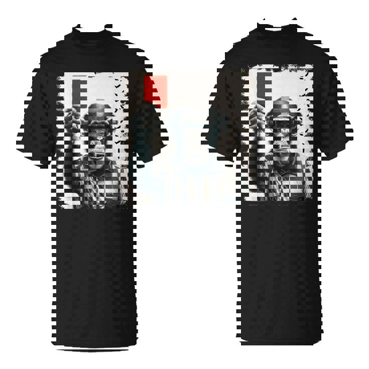 「シンパンジー」審判 シンパン チンパンジー レッドカード 猿 サル スポーツ サッカー 日本語 カタカナ かっこいい Tシャツ