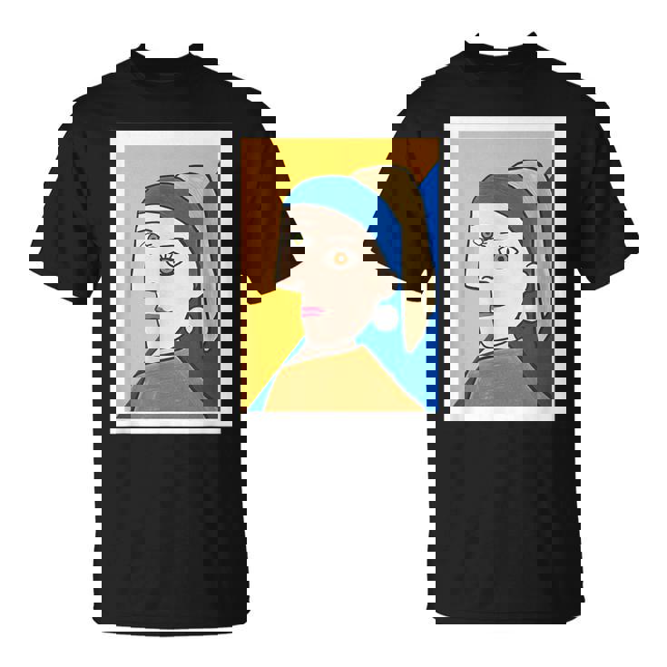 【ピカソ風】真珠の耳飾りの少女／フェルメール（パロディ）【世界の名画】面白い 美術館アート Tシャツ