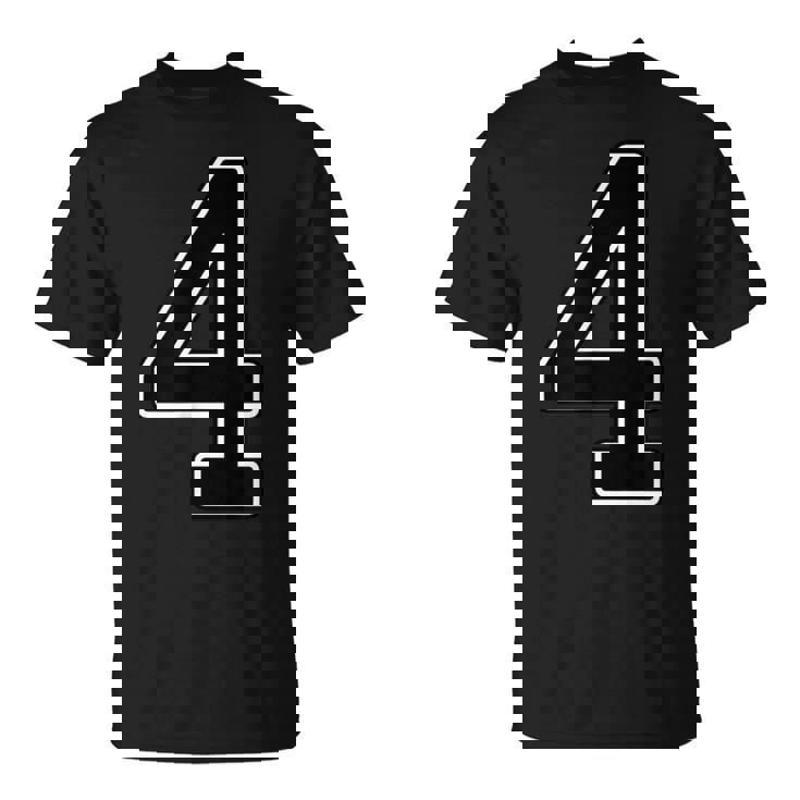 【両面プリント・表裏】4 数字 背番号・胸 ユニフォーム ナンバー【ブラック／黒の文字】スポーツ 部活 チーム 野球 Tシャツ