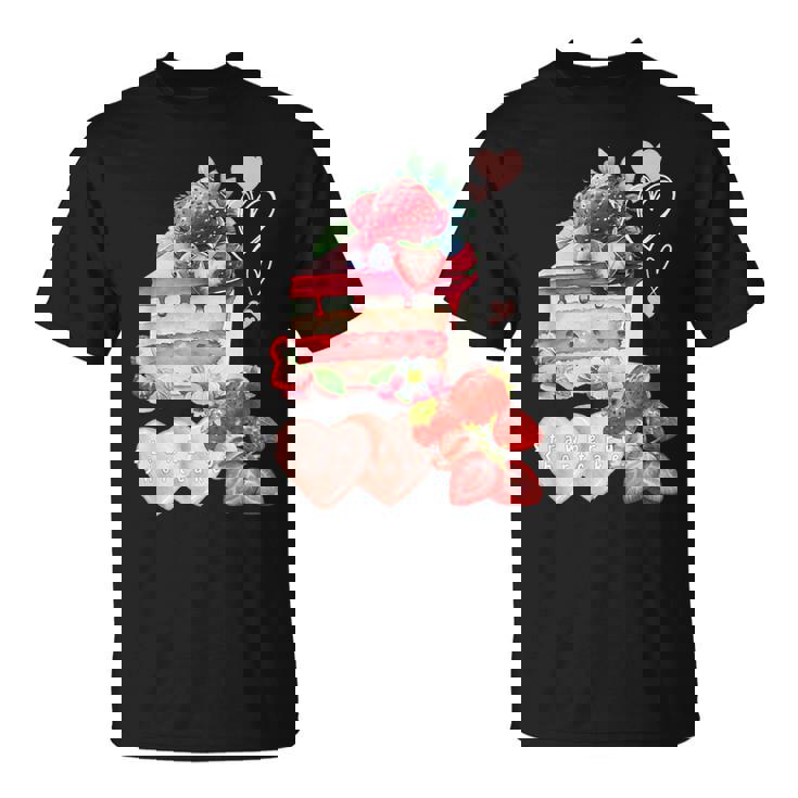 いちご ショートケーキ スイーツ デザート かわいい 春 お菓子、おしゃれ、パティシエ、ハート、カジュアル Tシャツ