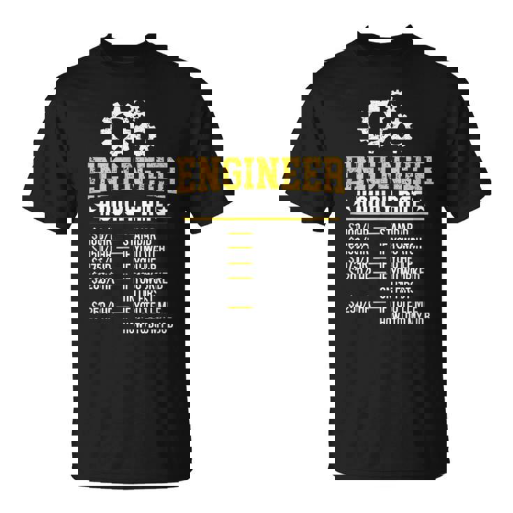 おかしいエンジニア時給工学設計労務レート Tシャツ