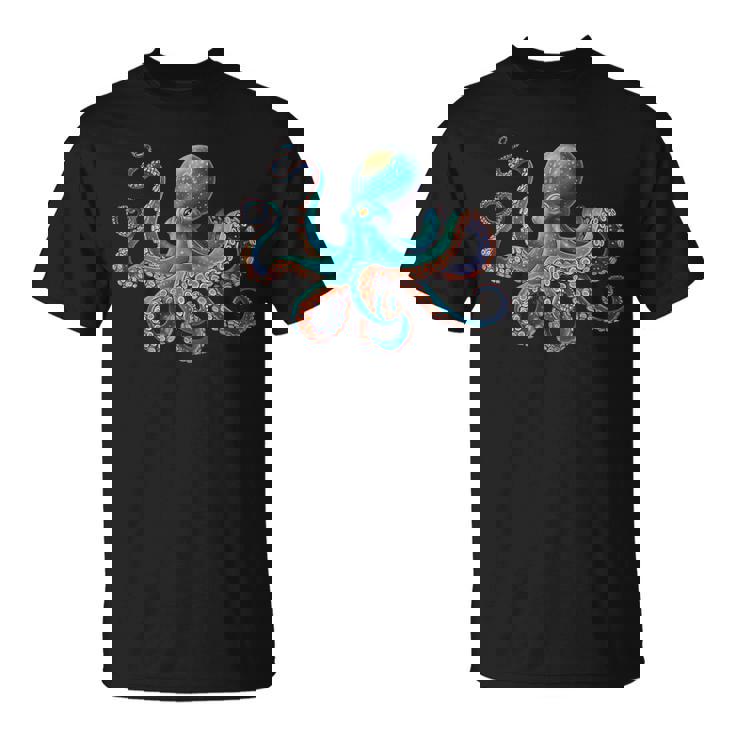 かわいい タコ カラフル ヴィンテージ ブルー イカ クラーケン スキューバ ダイビング Tシャツ