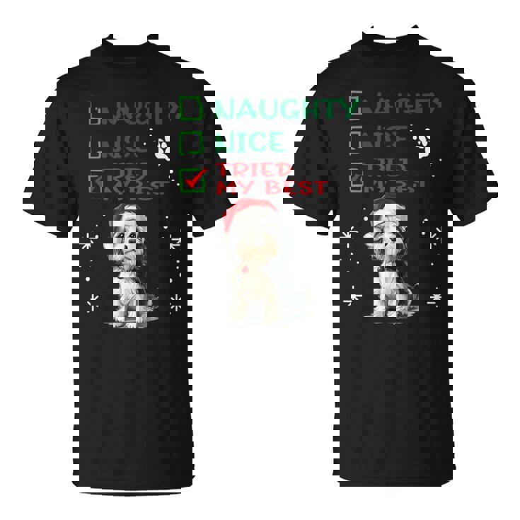 かわいい ダンディ ディンモント テリア 犬 クリスマス いたずら 素敵 試した Tシャツ