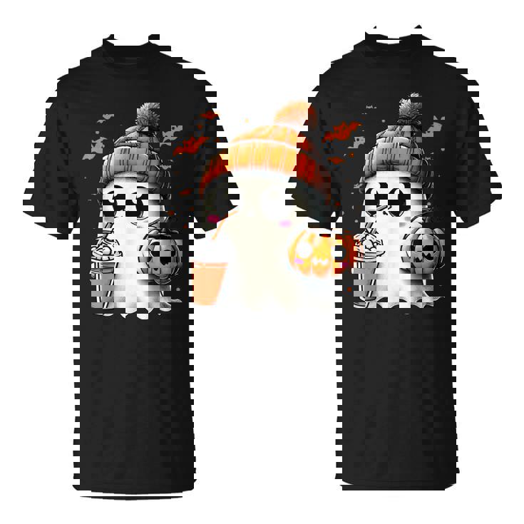 かわいいおばけを飲むかぼちゃスパイス ゴーストハロウィンコスチューム Tシャツ