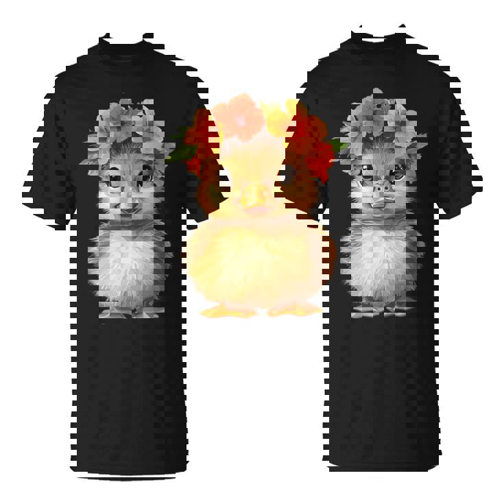 かわいいアヒルの子と花冠 Tシャツ