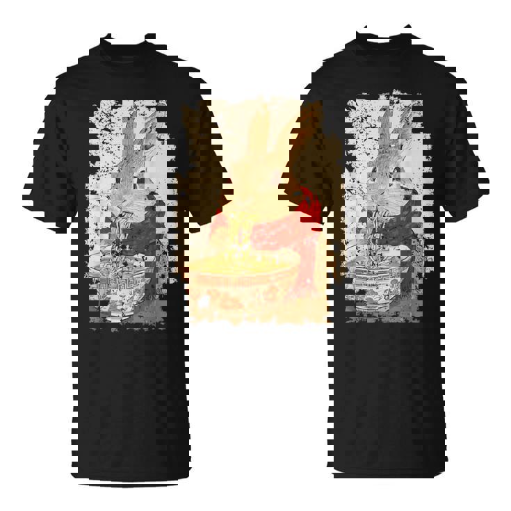 かわいいウサギが麺をすする Tシャツ