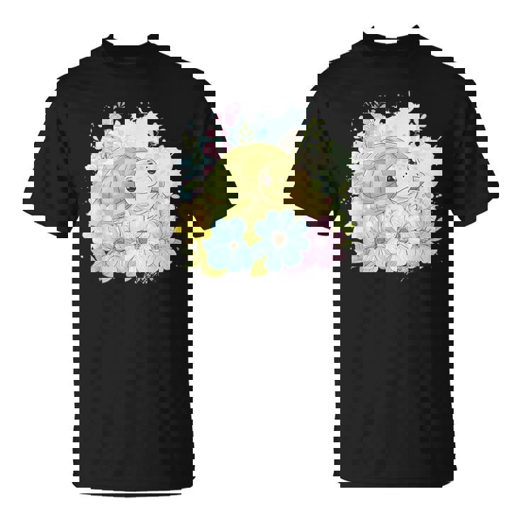 かわいいカメの花 I キッズ 亀 Tシャツ