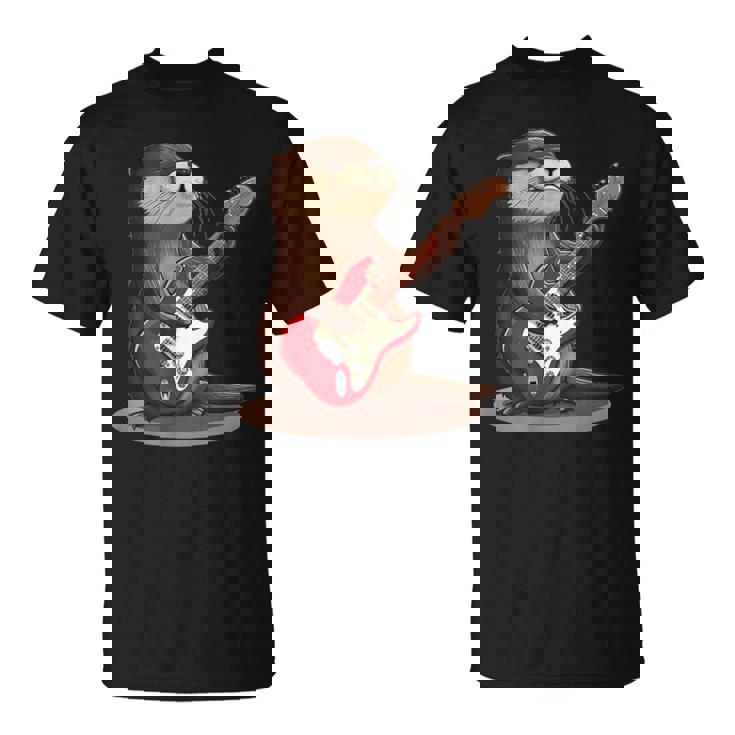 かわいいカワウソがギターを弾くコスチューム。 Tシャツ