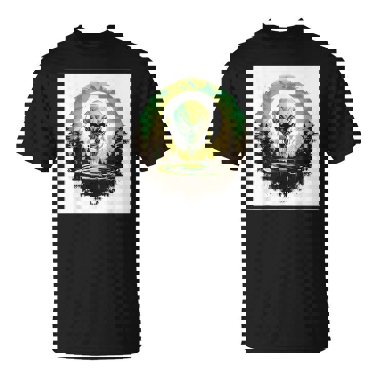 かわいいグリーンエイリアンヘッドufoスペースフェイス Tシャツ