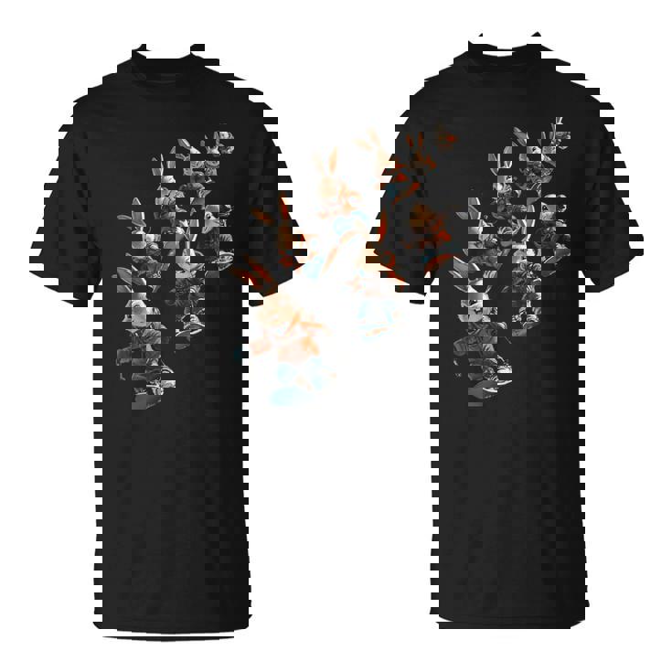 かわいいスノーボードウサギの漫画アート Tシャツ