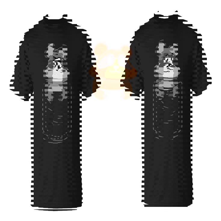 かわいいタヌキ胸ポケット Tシャツ