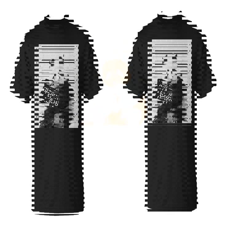 かわいいパンダの顔写真 犯罪者パンダ Tシャツ