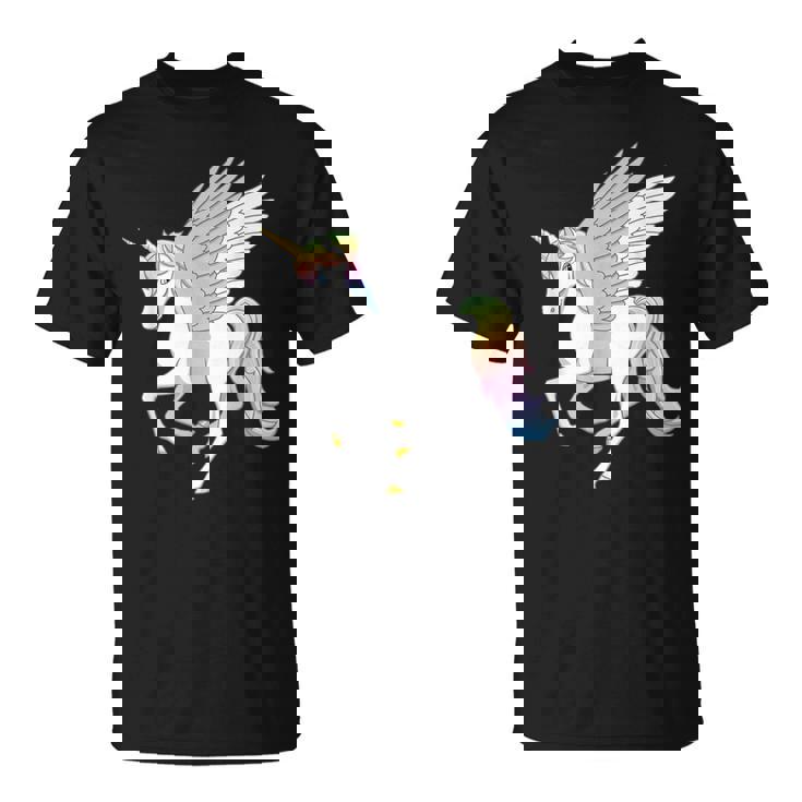 かわいいペガコーン フライングホース レインボー ユニコーン ペガサス Tシャツ