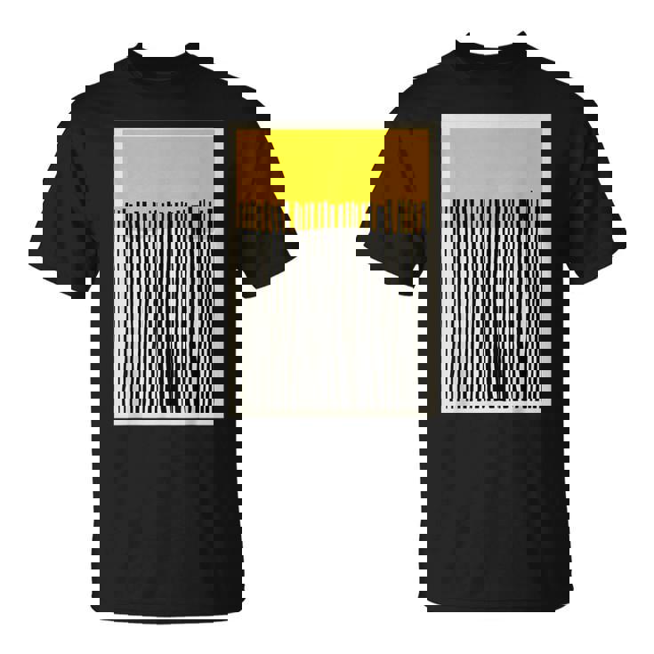 かわいいボーホーシックミニマリスト イエローベージュ ブラックラインストライプ Tシャツ