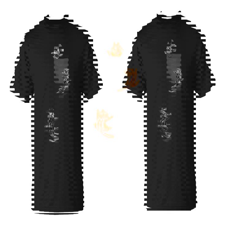 かわいいリス遊び、ポケットに登る、シマリス Tシャツ