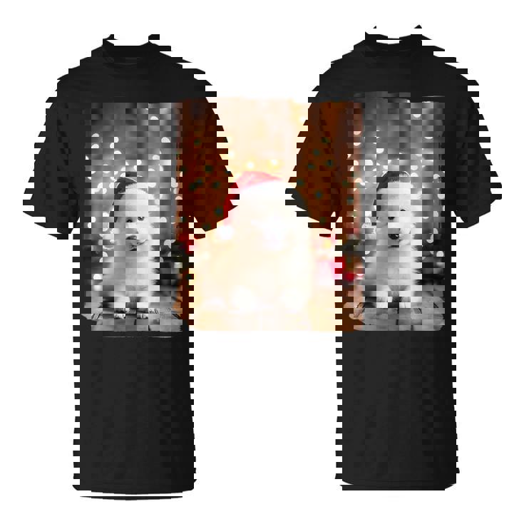 かわいい子犬の動物のクリスマス–サモエド犬のグラフィック Tシャツ