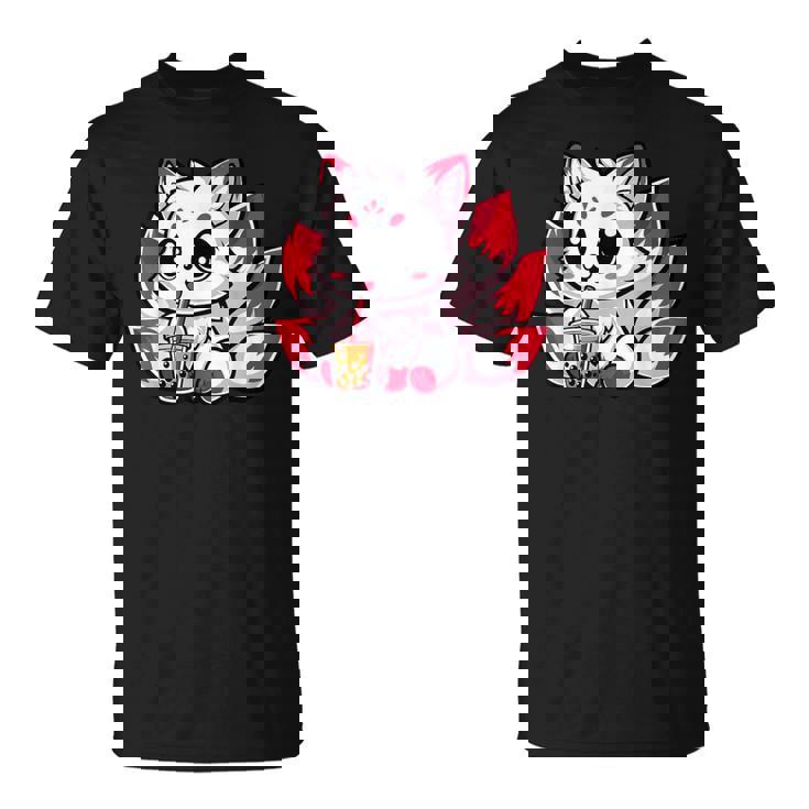 かわいい日本のキツネ九尾キツネボバティーアニメ Tシャツ