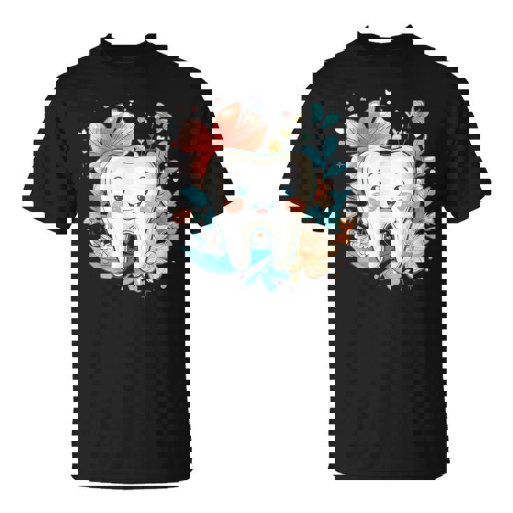 かわいい歯と花iキッズ歯 Tシャツ