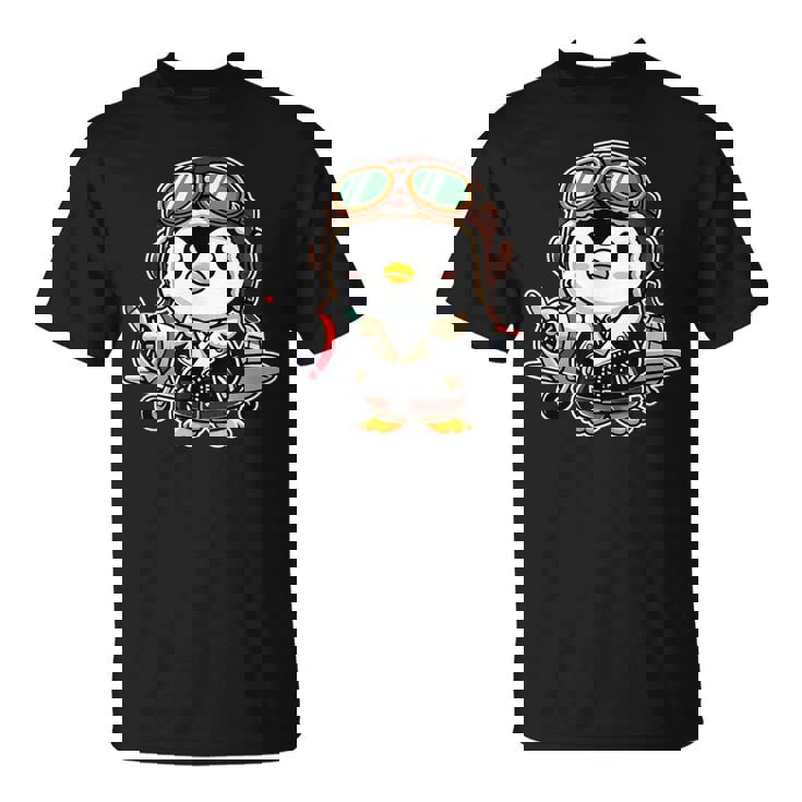 かわいい空飛ぶペンギン パイロット ヘルメット 飛行機 航空機 航空機 Tシャツ