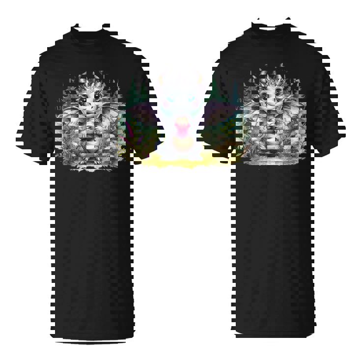 かわいい赤ちゃんドラゴンハート森林ファンタジー水彩ar Tシャツ