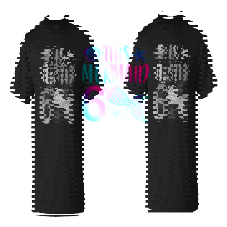 このマーメイドは6歳の6歳の誕生日マーメイドガールパーティーです。 Tシャツ