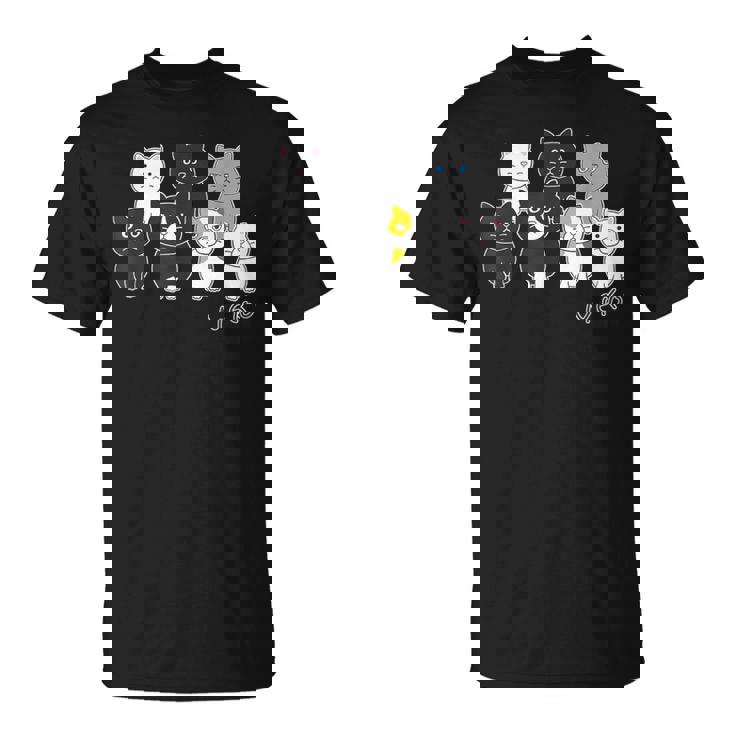 ねこさん『ウチノネコドコ』ハチワレ 黒猫 三毛猫 白猫 Neko【どうぶつフレンズ】フキゲンネコ 猫 動物 イラスト Tシャツ