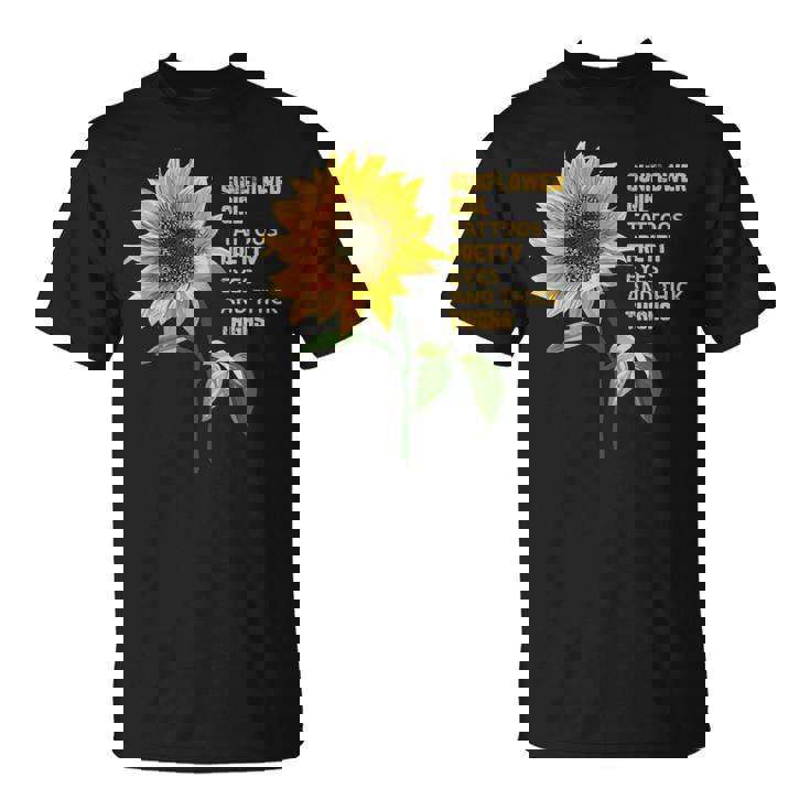 ひまわりガール タトゥー かわいい目 太腿 Tシャツ