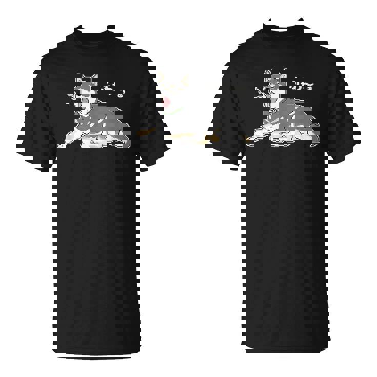 ふわーぁとあくびをする黒柴 柴犬のドット絵 Tシャツ