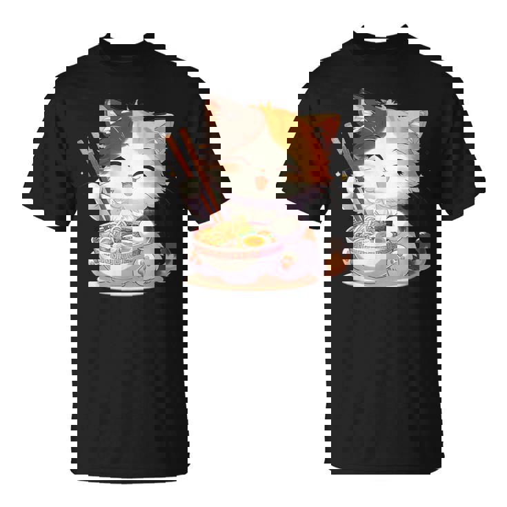 わがまま猫 ねこ ラーメン好き かわいい おもしろ マンガ Tシャツ