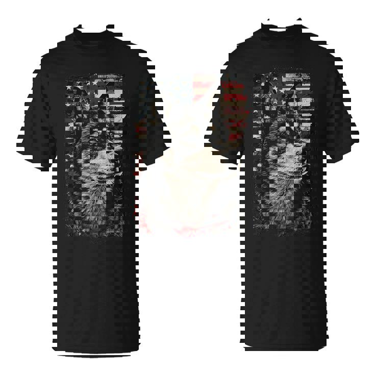 アイヌ犬 アメリカ国旗 Tシャツ