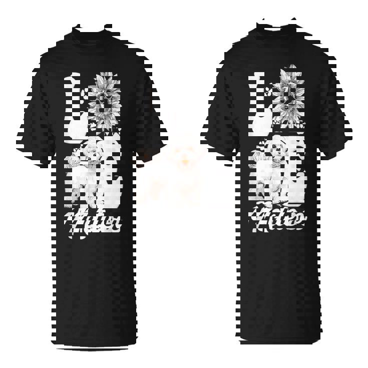アイ・ラブ・マルチーズ・ドッグ・オーナー・ファニー・ポー・プリント・サンフラワー・ラバー Tシャツ