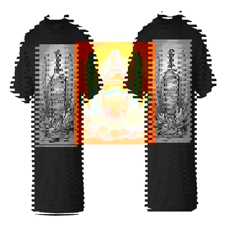 アガベ植物 テキーラボトル メキシカン メズカル アルコール ドリンク Tシャツ