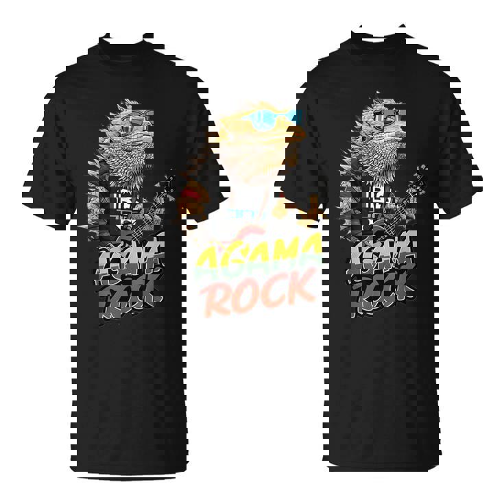 アガマ ロック、フトアゴヒゲトカゲ ロッカー、ギター Pogonaitticeps Tシャツ