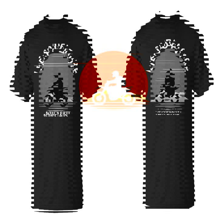 アドベンチャー バイク おもしろ オフロードバイク 人生は冒険だ ツーリング イラスト Tシャツ