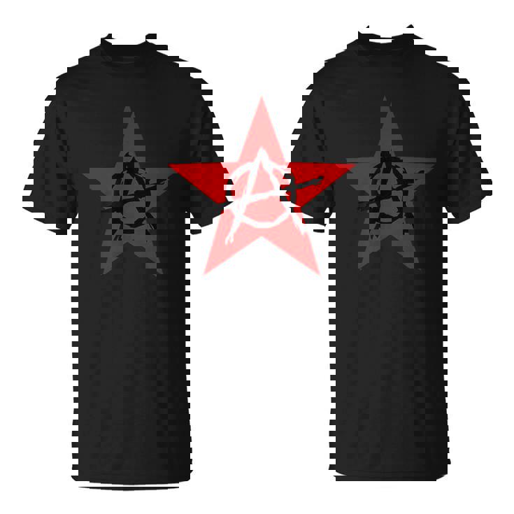 アナーキーサイン、ブラック、レッド、星、海賊、反逆者、パンク、アンチ。 Tシャツ