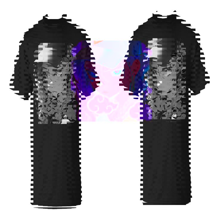 アニバエオタク美少女アニメ少女 紫髪ミステリアス Tシャツ