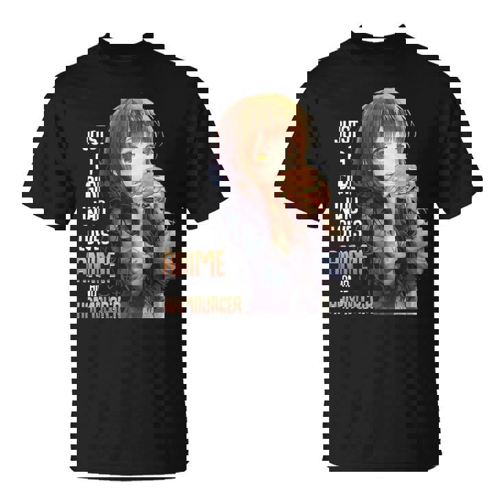 アニメとハンバーガーが大好きな女の子 Tシャツ