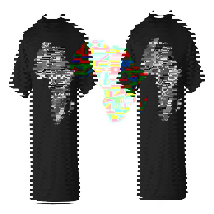 アフリカの地図-アフリカの国の旗の贈り物が付いているアフリカの地図 Tシャツ