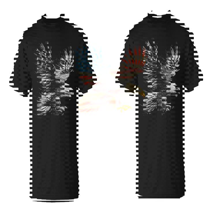 アメリカの国旗白頭ワシ米国独立記念日アートワーク デザイン Tシャツ