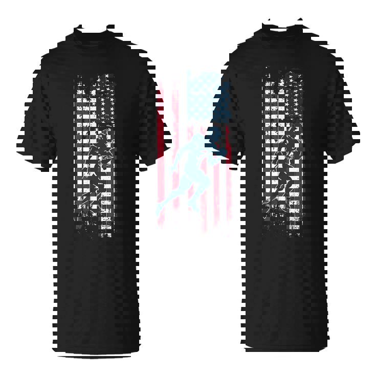 アメリカン フットボール選手 アメリカ国旗 スポーツ ファン 2024 シーズン Tシャツ