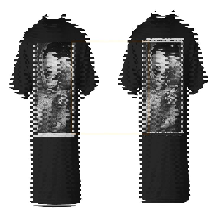 アライグマとエイリアンセルフィー、Ufo&地球写真、面白いエイリアン Tシャツ